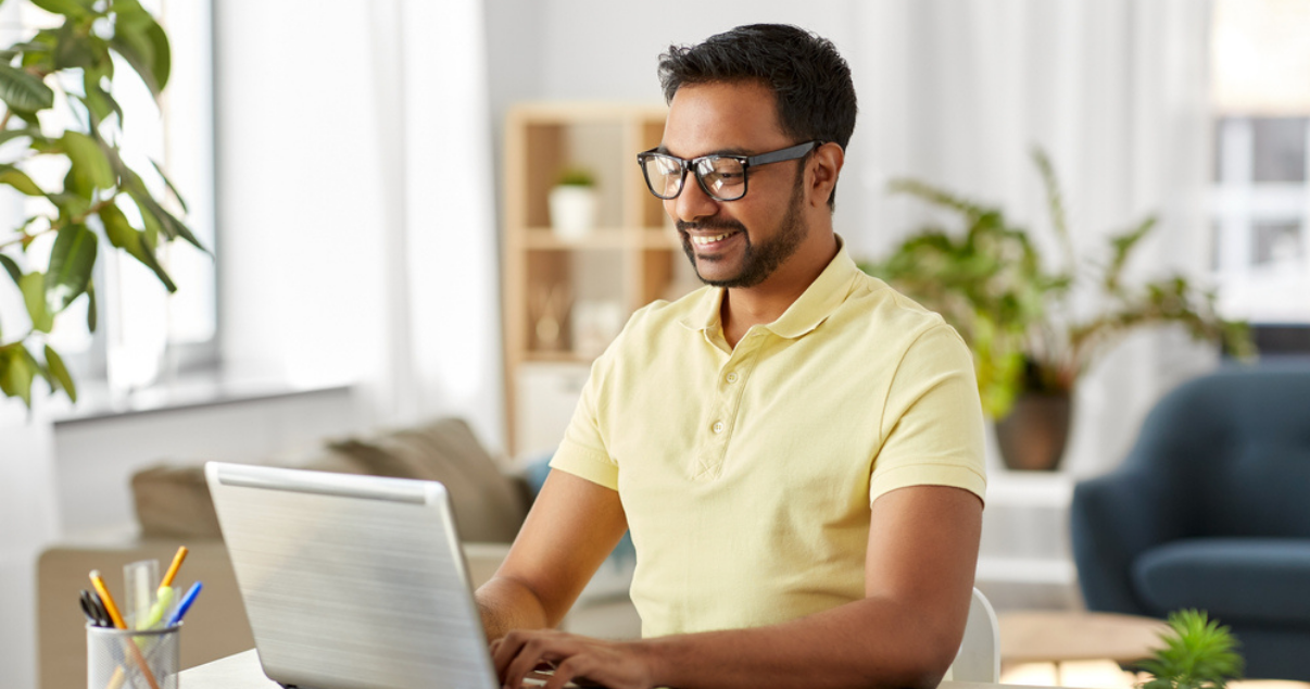 Happy businessman learning about subscription models