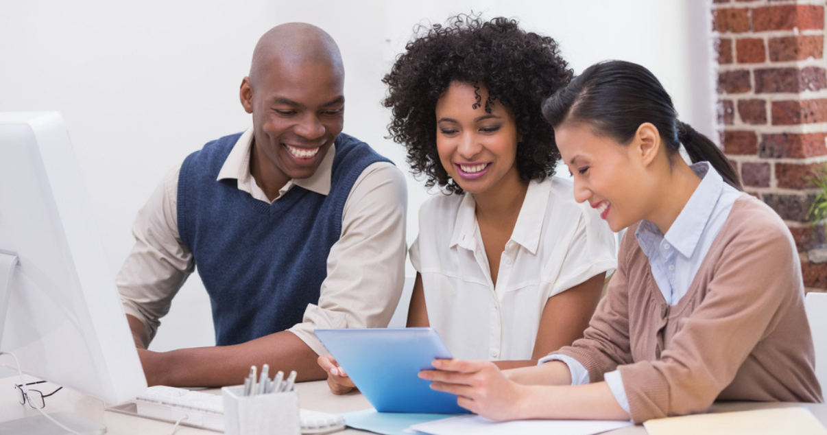 Woman showing a customer how Billforward allows you to transfer your contacts easily from a spreadsheet or csv into the payment platform.