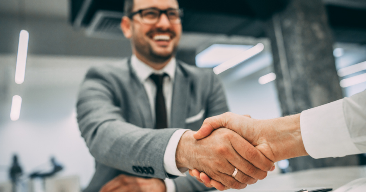 Happy businessman making an agreement